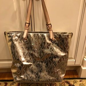 Michael Kors gold metallic tote